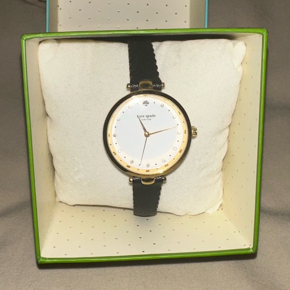 kate spade Accessories - Kate Spade Gold & Black Leather Watch